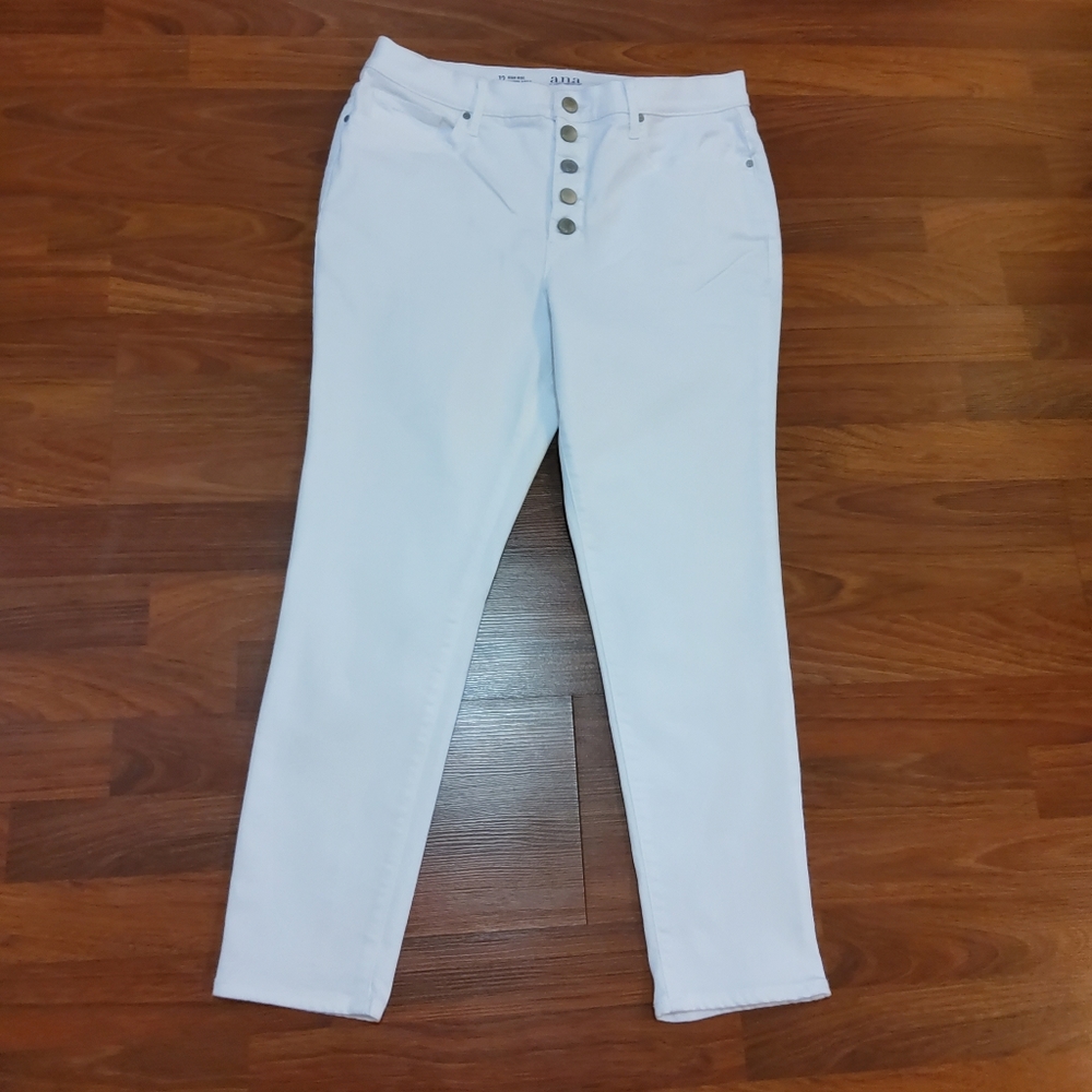 New a.n.a. High-Rise Skinny Ankle White Jeans Size 12 - Picture 2 of 7